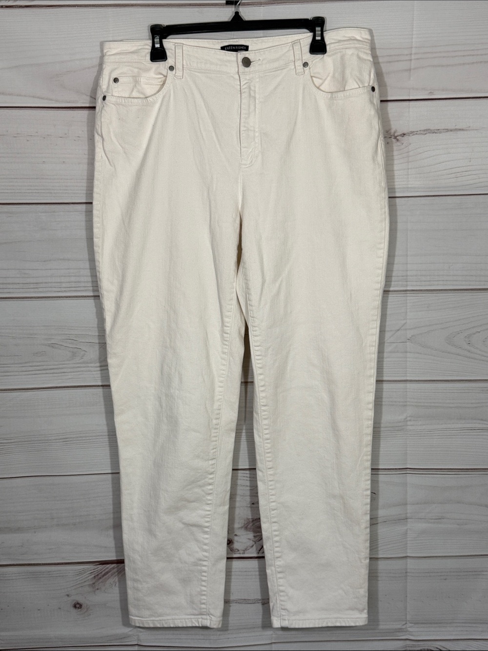 Eileen Fisher Mid Rise Jeans in Off-White/Cream size 16